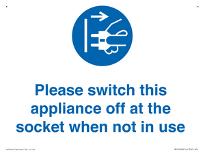 Please switch this appliance off at the socket when not in use